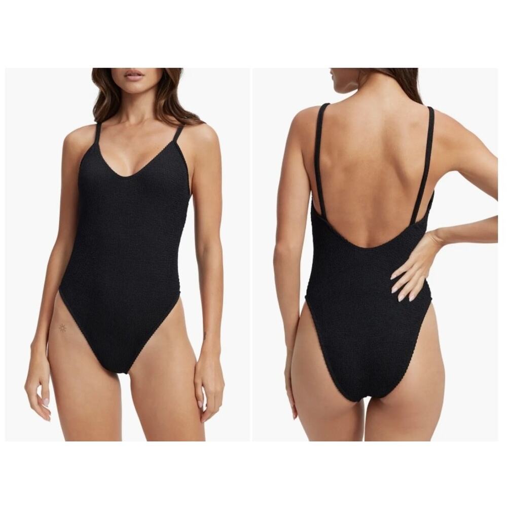 Good American Always Fits One-Piece Swimsuit Crinkle Size 7/8 4XL/5XL Black Pool